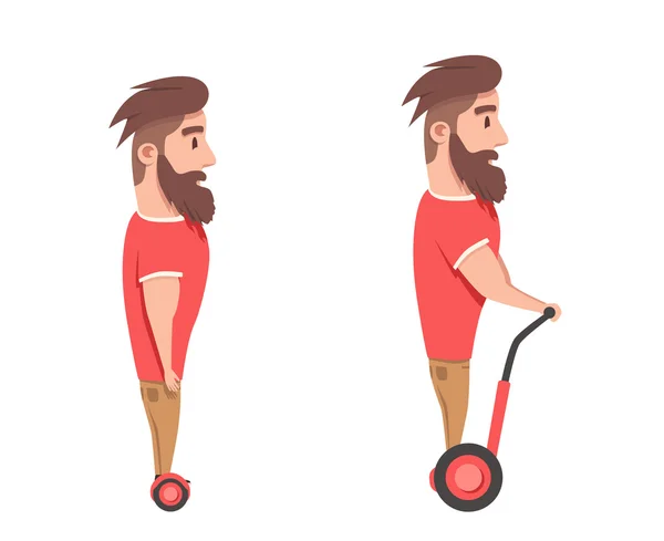 Man op hoverboard. Cartoon vectorillustratie — Stockvector