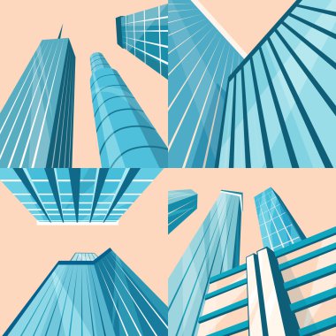 Şehrin modern binalar kümesi. Çizgi film vektör çizim