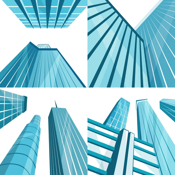 Conjunto de edificios modernos en la ciudad. Dibujos animados vector ilustración — Vector de stock