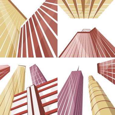 Şehrin modern binalar kümesi. Çizgi film vektör çizim