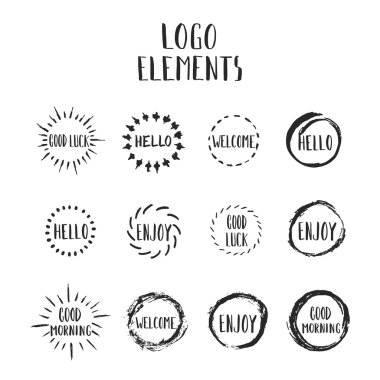 El kümesi yuvarlak şekiller çizilmiş. Vektör çizim