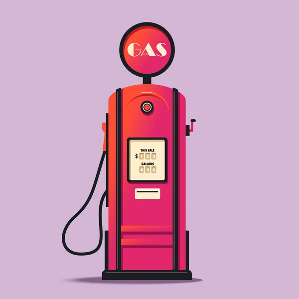 Posto de gasolina retro. Desenhos animados ilustração vetorial —  Vetores de Stock