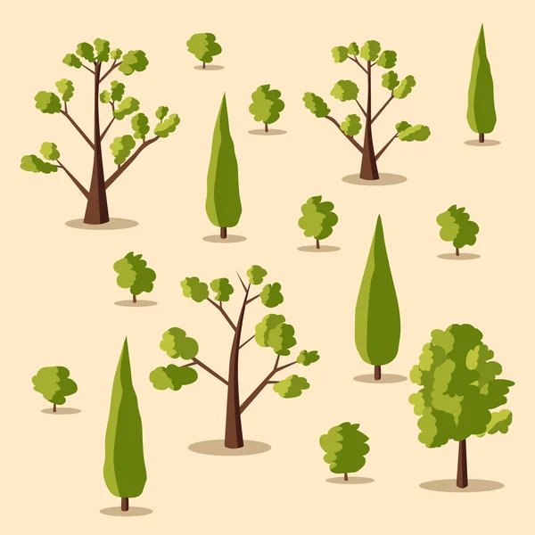Ensemble d'arbres. Illustration vectorielle de bande dessinée — Image vectorielle