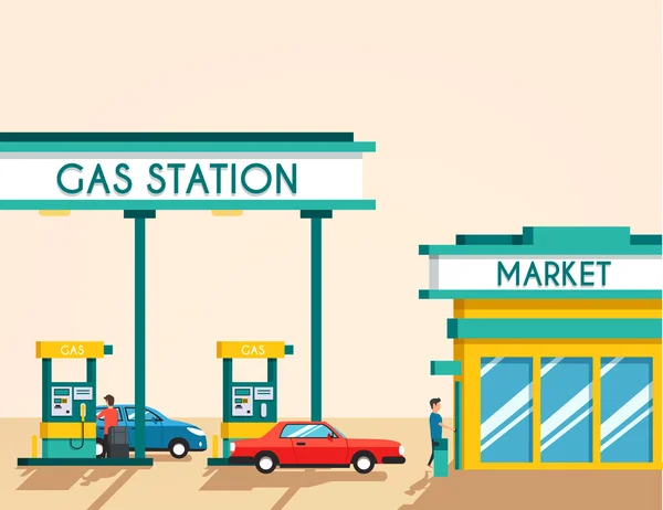 Stacja paliw gazowych. Energii. Ilustracja wektorowa płaskie — Wektor stockowy