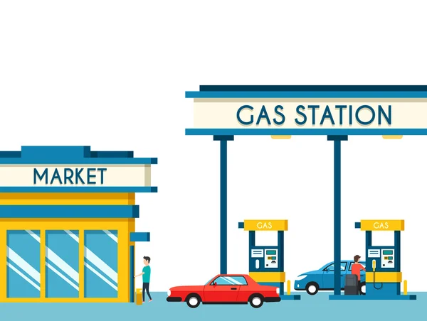 Gas filling station. Energy. Vector flat illustration — Stock Vector