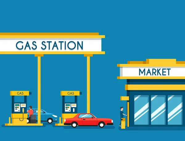 Distributore di benzina. Energia. Illustrazione piatta vettoriale — Vettoriale Stock