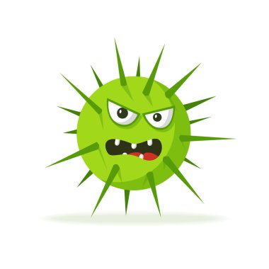 Bakteri karakter. Çizgi film vektör çizim. Mikrobiyoloji