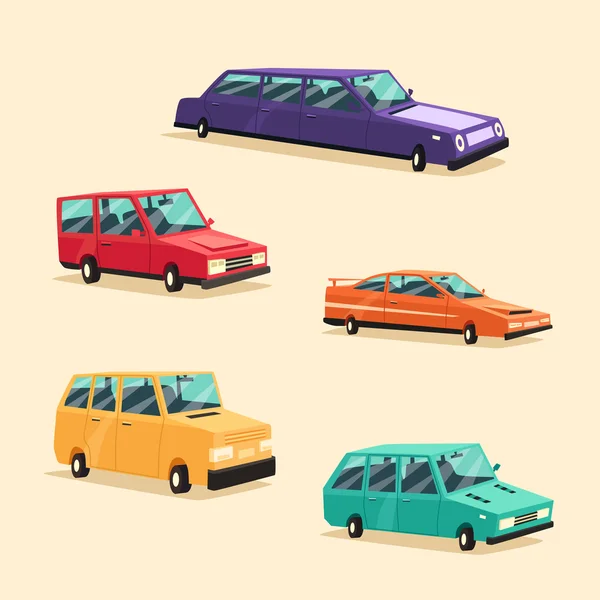 Conjunto de automóvil americano vintage. Ilustración vectorial de dibujos animados. Coche aislado . — Archivo Imágenes Vectoriales