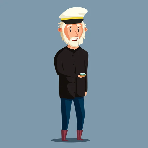Denizci adam karakter. Vektör karikatür çizim — Stok Vektör