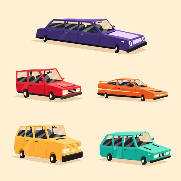 Set amerikanischer Oldtimer. Zeichentrickvektorillustration. Auto isoliert. — Stockvektor