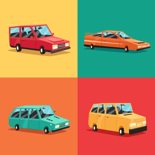 Set amerikanischer Oldtimer. Zeichentrickvektorillustration. Auto isoliert. — Stockvektor