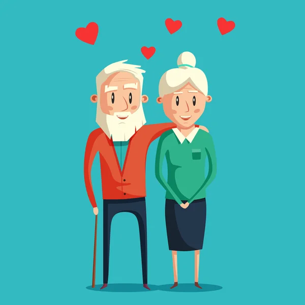 Boldog nagyszülők. Vektor rajzfilm illusztráció — Stock Vector