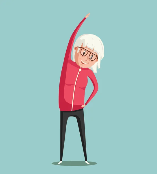 Grootvader en gymnastiek. Oude man. Cartoon vectorillustratie — Stockvector