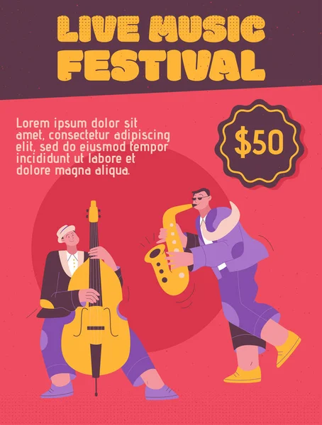 Джазовий гурт грає музику на фестивалі, концерті або виступає на сцені — стоковий вектор