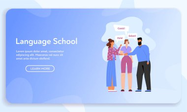 Dil Okulu konseptinin vektör bayrağı