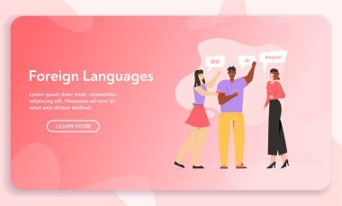 Yabancı Dil Konsepti Vektör Bayrağı