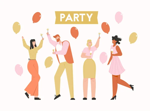 Group of happy people at Party, celebration holiday — стоковий вектор