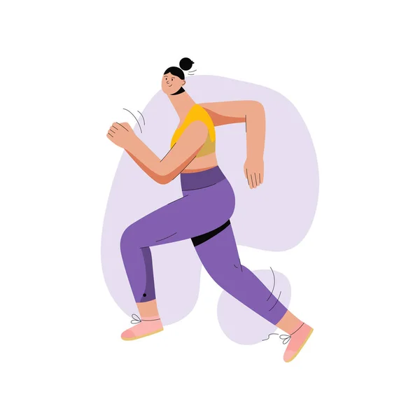 Mujer corriendo maratón. Corredor femenino en uniforme deportivo trotando — Vector de stock