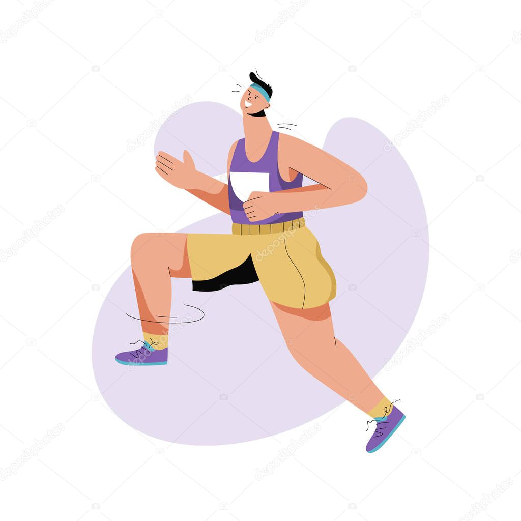Sportsman running marathon. Male runner in sports uniform jogging