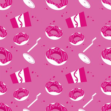 Bardakta çörek ve soda olan kusursuz bir şablon.