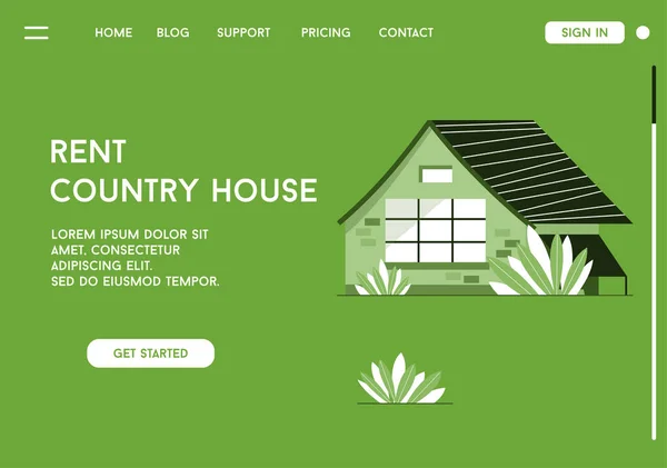 Vector landing page of Rent Country House έννοια — Διανυσματικό Αρχείο