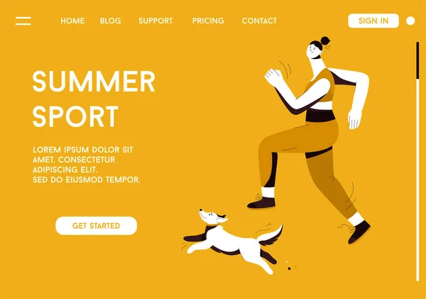 Vector landing page of Summer Sport concept — Stock Vector