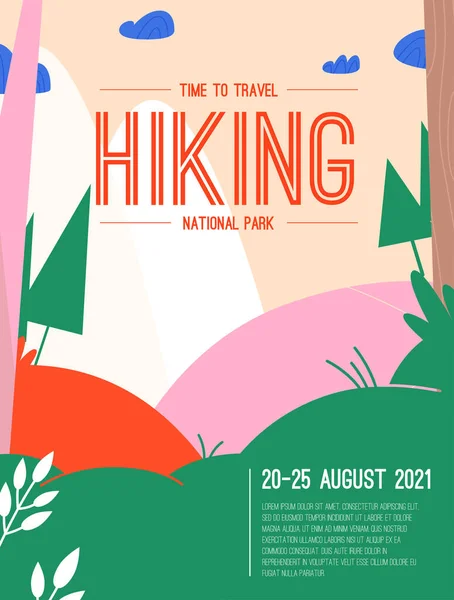 Poster Vektor dari Hiking, Time to Travel dan konsep Taman Nasional - Stok Vektor