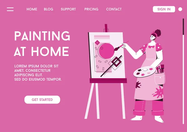 Vector landing page of Painting at Home concept — Stock Vector