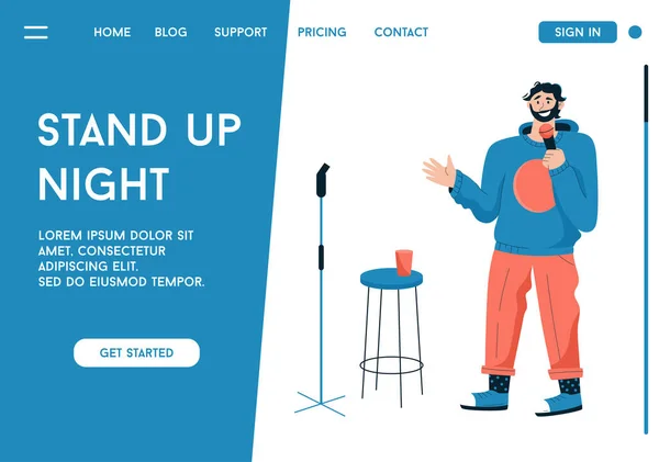Página de destino vetorial do conceito Stand Up Night — Vetor de Stock