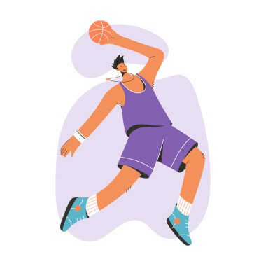 Üniformalı basketbolcu topla zıplıyor