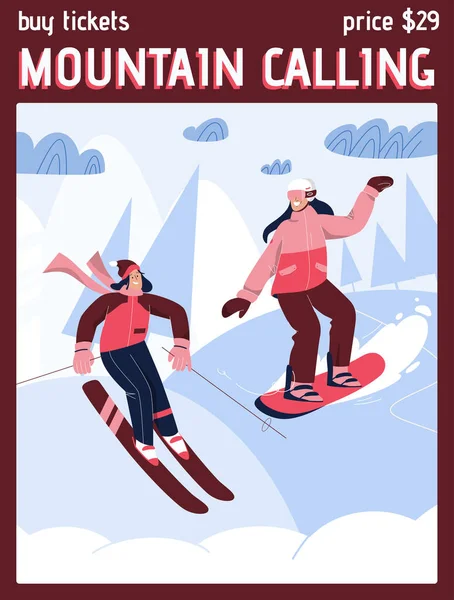 Affiche vectorielle du concept Mountain Calling — Image vectorielle