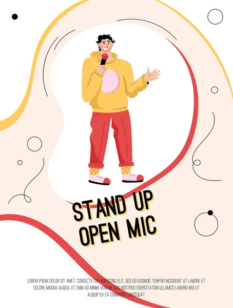 Stand Up Open Mic at Night Club konseptinin vektör posteri — Stok Vektör