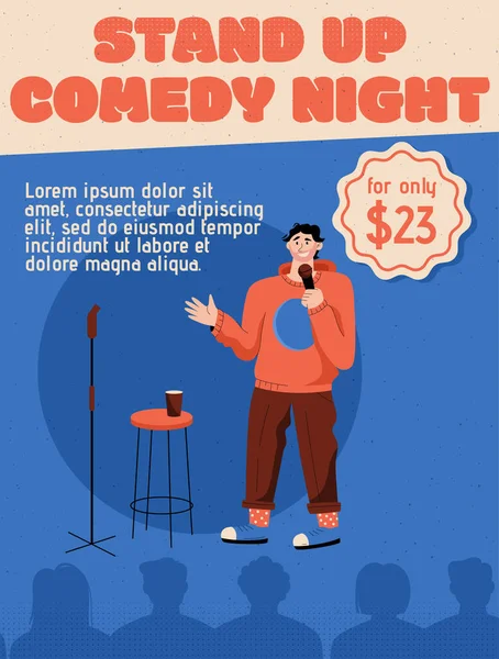 Cartel vectorial de Stand Up Comedy Concepto nocturno — Vector de stock