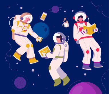 Uzayda uçan astronotlar. Kozmonotlar günlük yörüngede