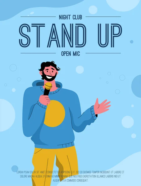 Cartaz vetorial do conceito Stand Up Open Mic at Night Club —  Vetores de Stock