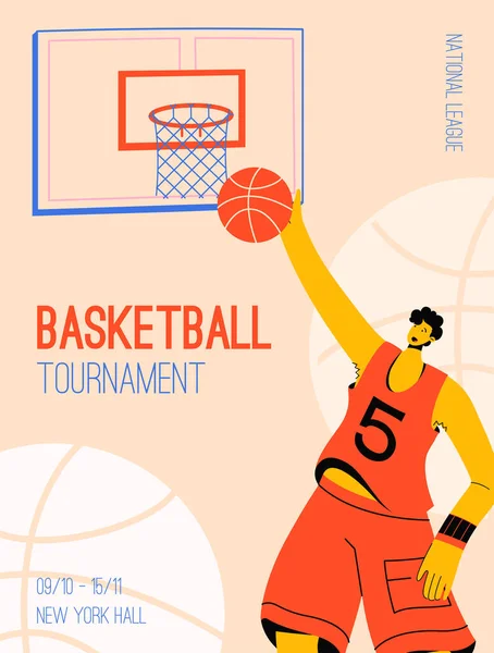 내셔널 리그 농구 토너먼트의 벡터 포스터 — 스톡 벡터