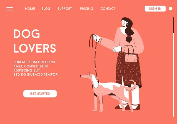 Página de destino vetorial do conceito Dog Lovers —  Vetores de Stock