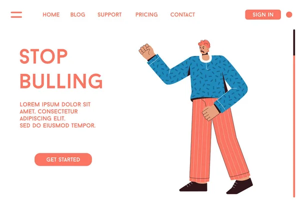 Vector landing page της έννοιας Stop Bullying — Διανυσματικό Αρχείο