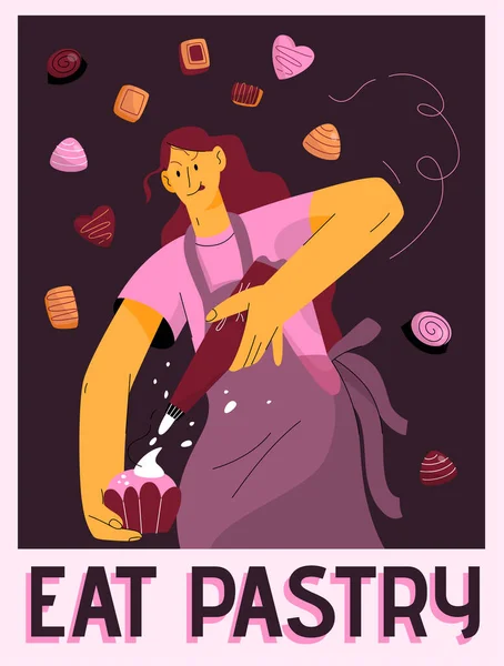 Cartaz vetorial do conceito Eat Pastry —  Vetores de Stock