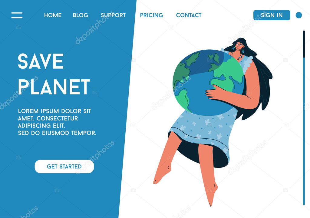 Vector landing page of Save Planet concept