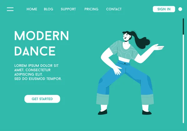 Página de destino vetorial do conceito de Dança Moderna — Vetor de Stock