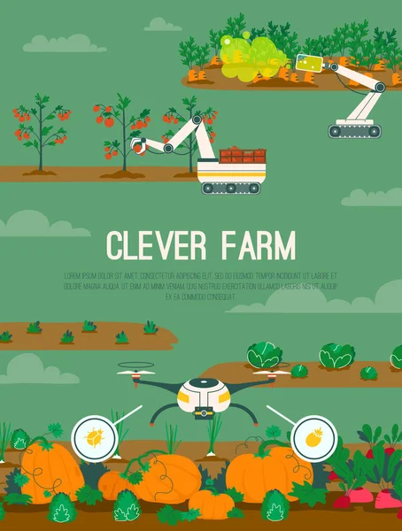 聪明农场概念的病媒海报 — 图库矢量图片