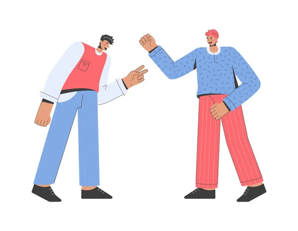 Hombres alegres saludándose y conversando amistosamente — Archivo Imágenes Vectoriales