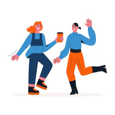 Partideki birkaç kız arkadaş beyaz arka planda izole edilmiş.