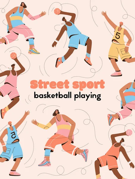 Vector poster of Street Sport and Basketball Playing concept