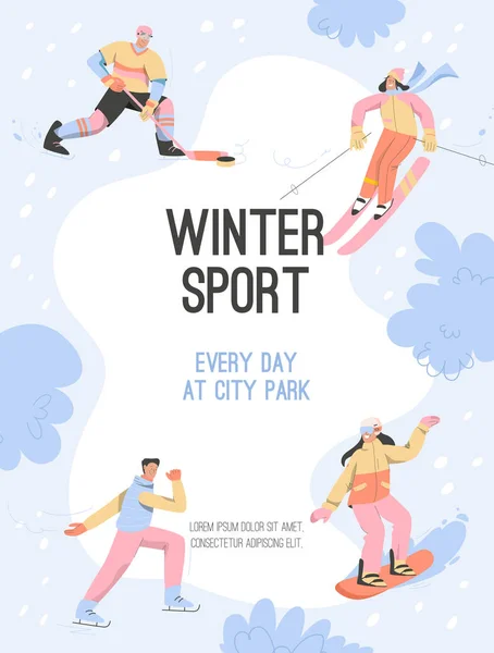 Vektor-Plakat des Wintersports jeden Tag im Stadtpark-Konzept — Stockvektor