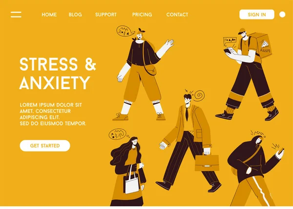 Vector landing page of Stress and Angiety concept — Διανυσματικό Αρχείο