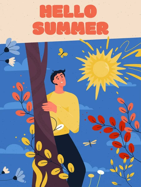 Vektor-Poster von Hallo Sommer-Konzept — Stockvektor