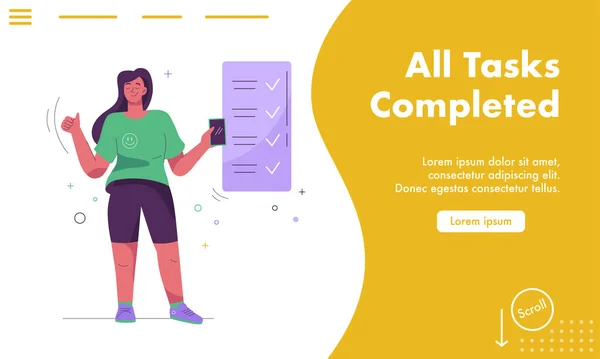 Página de destino vectorial de Todas las tareas completadas concepto — Archivo Imágenes Vectoriales