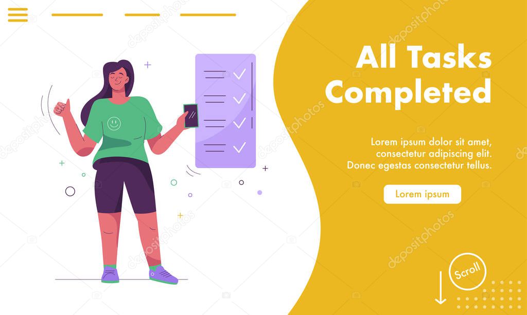 Vector landing page of All tasks completed concept